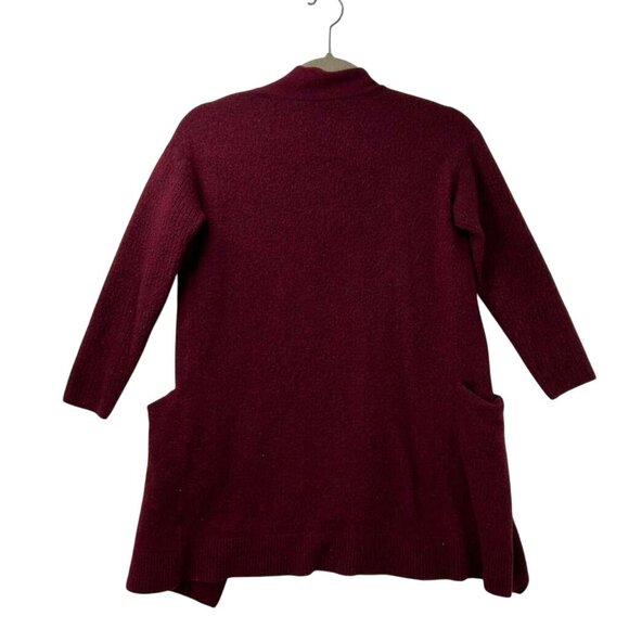 Theory Women's XS Burgundy Cardigan 100% Cashmere Long Sleeve Pockets Sweater - Picture 3 of 13
